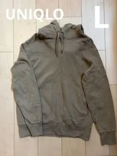 UNIQLO フード付きパーカー　フーディー　トレーナー　カーキグレー　Lサイズ