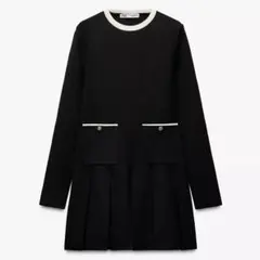 ZARA ミニ丈プリーツニットワンピース