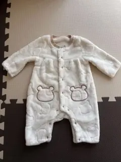 クマ刺繍ロンパース 60〜70cm ホワイト