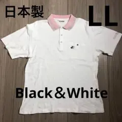 Black＆White ブラック＆ホワイト 日本製 刺繍 半袖 ポロシャツ LLのサムネイル