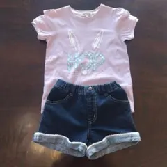 SHOO·LA·RUE 　キッズ Tシャツ 3can4on デニム半ズボン