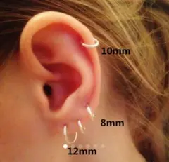 フープピアス☆ 8mm、10㎜、12㎜おまとめセット ゴールド リングピアス