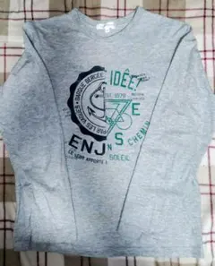 3can4onグレー 自転車プリント 長袖カットソー 140