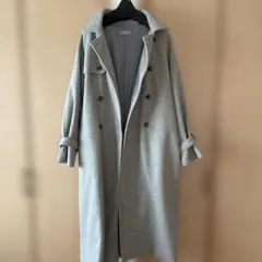 グレー ダブルブレスト ロングコート