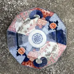 ⁠【骨董・時代物】古伊万里 染錦 八角大皿 窓絵 染付 赤絵 色絵 大皿のサムネイル
