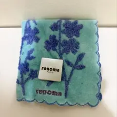 renoma 花柄タオルハンカチ 水色