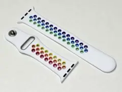 ☆アップルウォッチ スポーツバンド 38mm ホワイト/レインボー Lサイズ☆