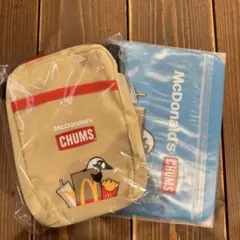 チャムス　マクドナルド　ショルダーバッグ　ジッパーポーチ　ベージュ