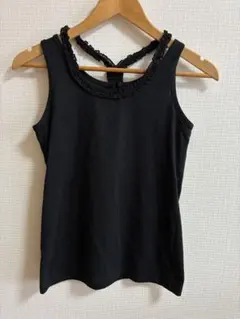 THE EMPORIUM レディース タンクトップ ブラック フリルストラップMのサムネイル