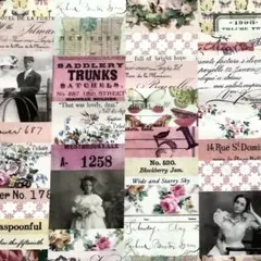 USAコットンフリースピリット レトロアンティークコラージュ 45cm