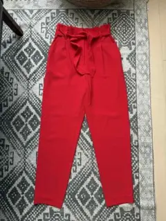 レディース ハイウエスト レッドパンツ
