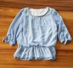 any sis エニィスィス 水色白ボーダー ブラウス