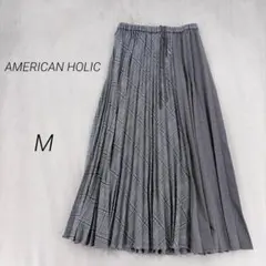 アメリカンホリック プリーツスカート ロング丈 チェック柄 ウエストゴム Mのサムネイル