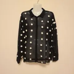 ZARA BASIC ブラック ドット柄 長袖シャツ