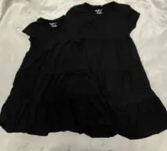 anyfam ブラック 半袖ティアードワンピース　120cm140cm2枚セット