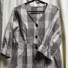 ベージュ チェック柄 ワンピース