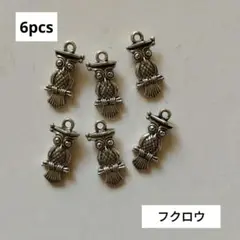 フクロウ チャーム 6個セット シルバーPT880-C