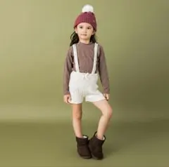 petit main サスペンダーニットショートパンツ
