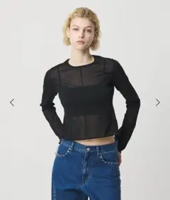 今季新品！HBEAUTY&YOUTH◾️アウトシームシアーニットプルオーバー黒