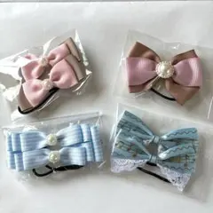 NO.30 ハンドメイド　キッズリボン　リボンヘアゴム4点セット