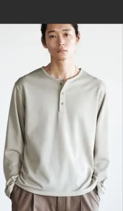WYM LIDNM ワッフル ヘンリーネック グレージュ Lサイズ