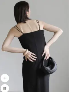 【カップ付きキャミワンピース】ダブルストラップ/ロング丈/黒