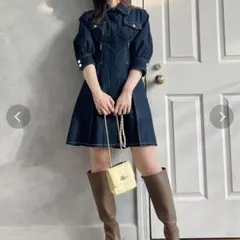 【美品】dazzlin ジップシェイプミニシャツワンピース