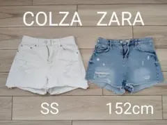 ZARA COLZA デニム/ショート/ダメージ/白/ライトブルー/SS/152のサムネイル