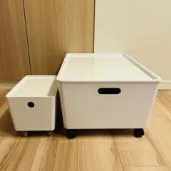 IKEA イケア KUGGIS キャスター付きホワイト収納ボックス2個セット