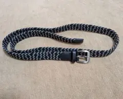 ナノユニバース ベルト ストレッチ 編み込み 黒×グレー