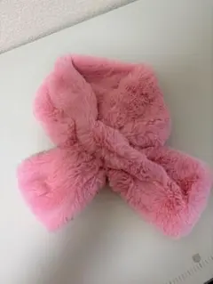 ピンク ファー リボン型マフラー