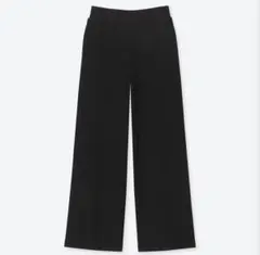 ユニクロ コットンリブワイドパンツ M ブラック