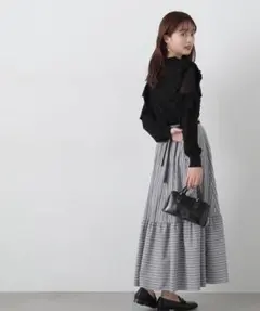 新品タグ付き！PSサイズ！　PBD　リボン付きストライプスカート