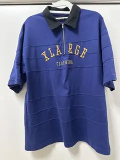 XLARGE ラガーシャツ ハーフジップ ネイビー 青