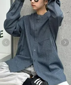 CIAOPANICTYPY【ユニセックス】ビエラチェック微起毛バンドカラーシャツ