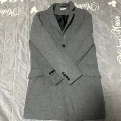 グレー チェスターコート ウール混紡