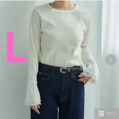 しまむら　田中里奈mysa袖重ねレースプルオーバー　ホワイト　Lサイズ