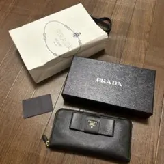 ✨Sランク・箱保証書付き✨ PRADA 長財布 サフィアーノレザー リボン