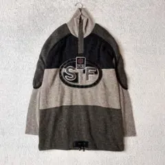 サンタフェ　立体刺繍　ハーフジップ　ニット　セーター　ゆるだぼ　日本製