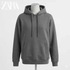 ZARA ザラ スウェットパーカー グレー S コットン 無地 トレンド 裏起毛