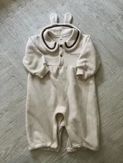 ウサギ耳付きフリースロンパース 80cm カバーオール