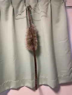 ファー付きブラウンレザーベルト