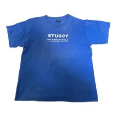 【超レア】STUSSY Tシャツ 半袖 プリント 黒タグ ワンカラー 青 XL