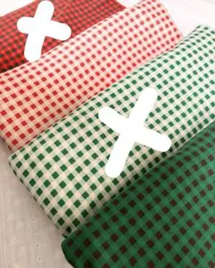 クリスマスチェックニット　綿95%+スパン5% 韓国生地