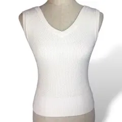 美品✨スナイデル レディース ニット 白 ノースリーブ リブ Vネック