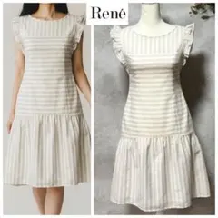 ルネ rene ドッキング ノースリーブワンピース コットン リボンコサージュ付のサムネイル
