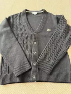 LACOSTE ケーブルニット カーディガン ブラック