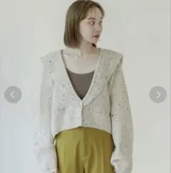 kastane 襟付きクロップドカーディガン　ニット