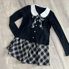 ショパンドゥ　女の子 フォーマル ブラウス チェックスカート150cm リボン