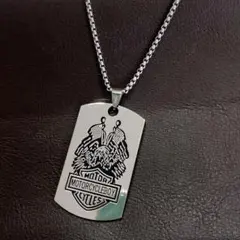 ドッグタグ ネックレス バイカー メンズ シルバー ミリタリー アメカジ 黒